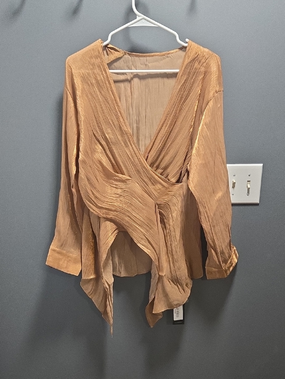 Gold Draped Wrap Blouse